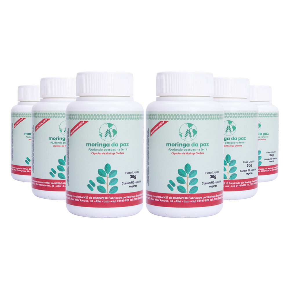 Kit 6x Moringa Oleifera 60 Cápsulas - Moringa da Paz